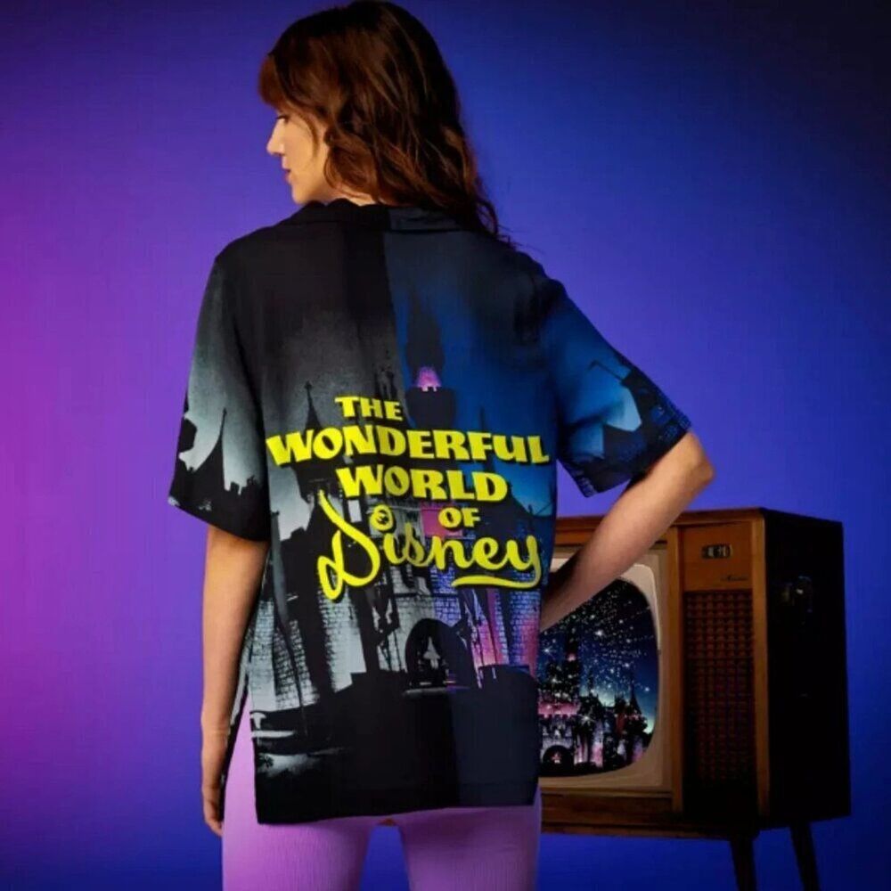 The Wonderful World of Disney Woven Button Down Shirt Women – Disney100 MEDIUM